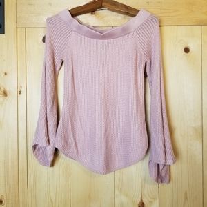 American Rag Knit Scoop Neck Long Tulip Sleeve Pull On Sweater